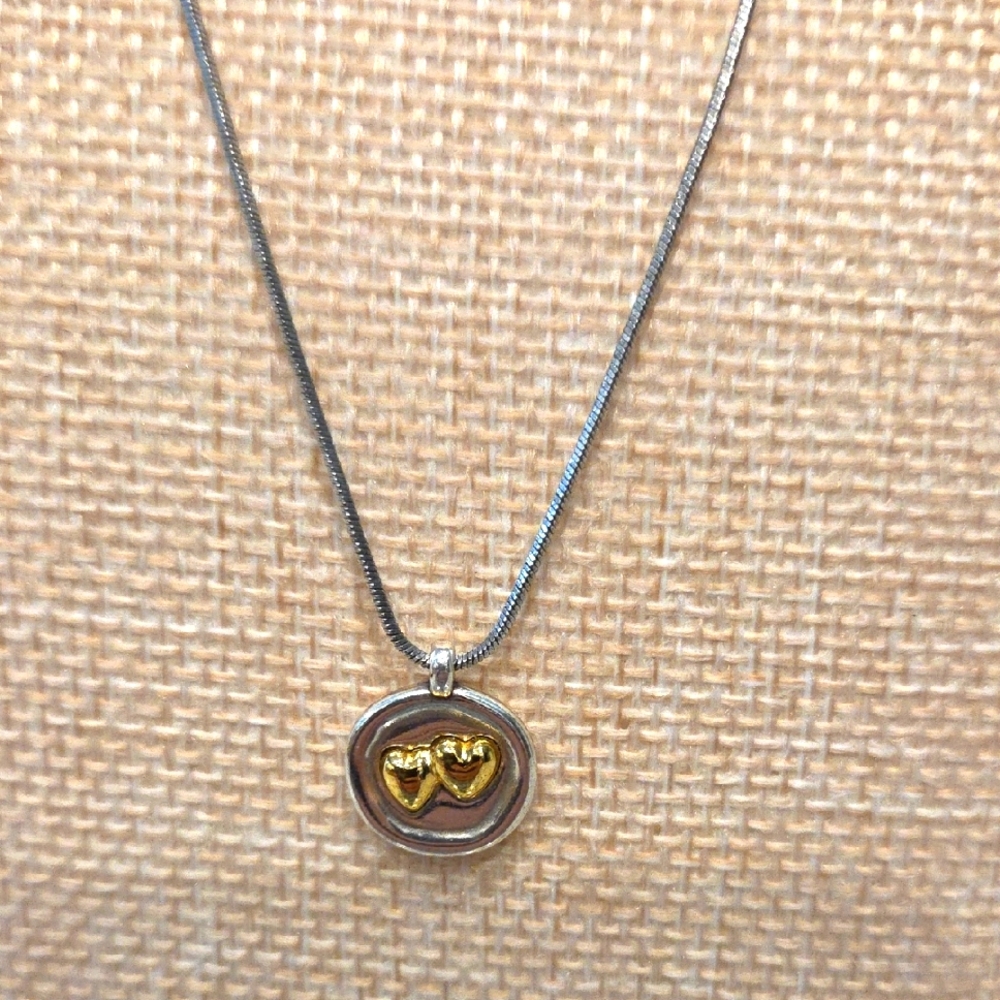 Elegant Brighton Gold and Silver Heart Pendant Necklace